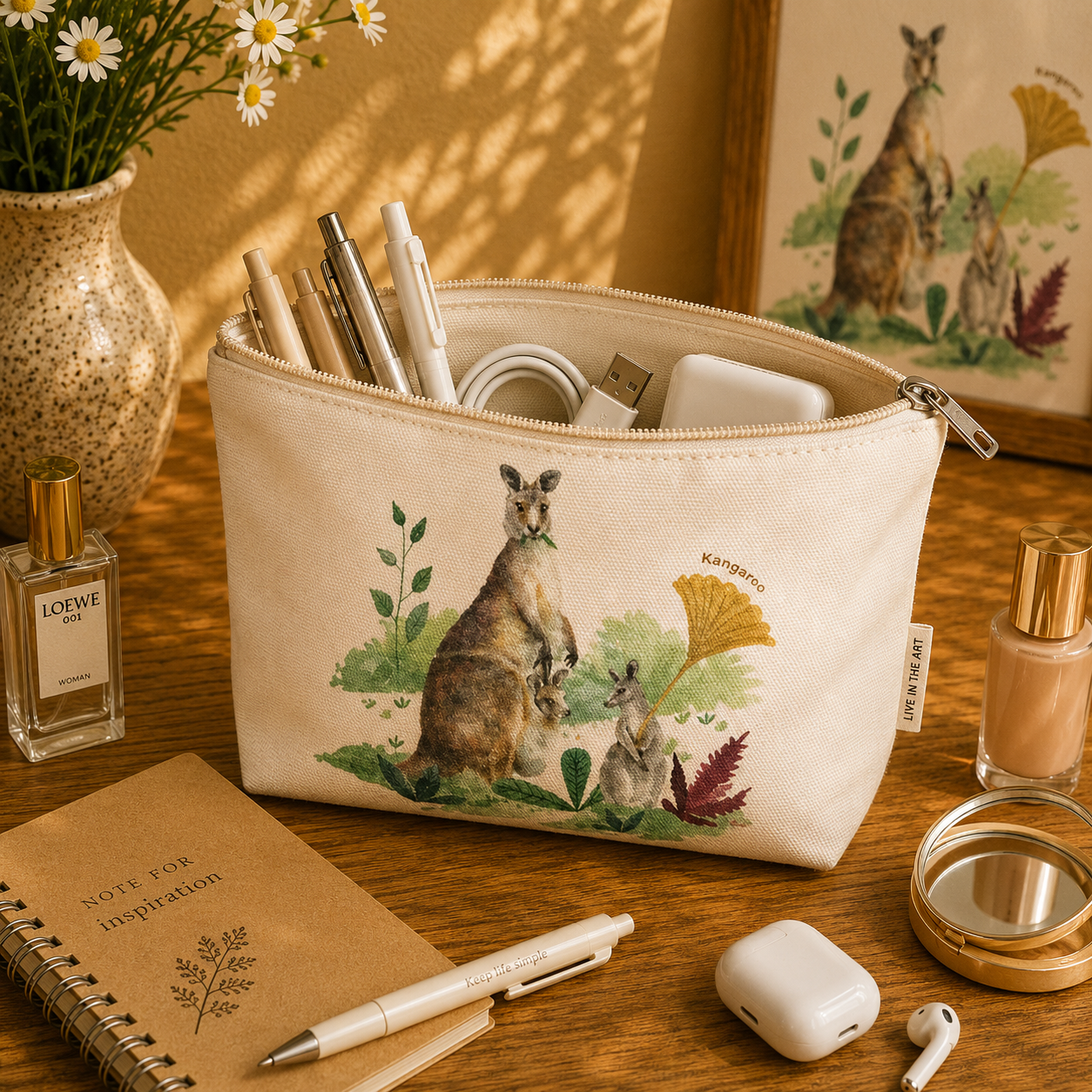 Kangaroos Cotton Organiser Bag