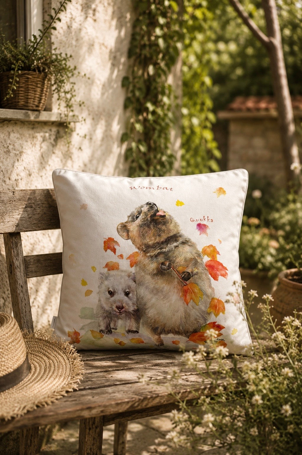Wombat and Quokka cushion cover
