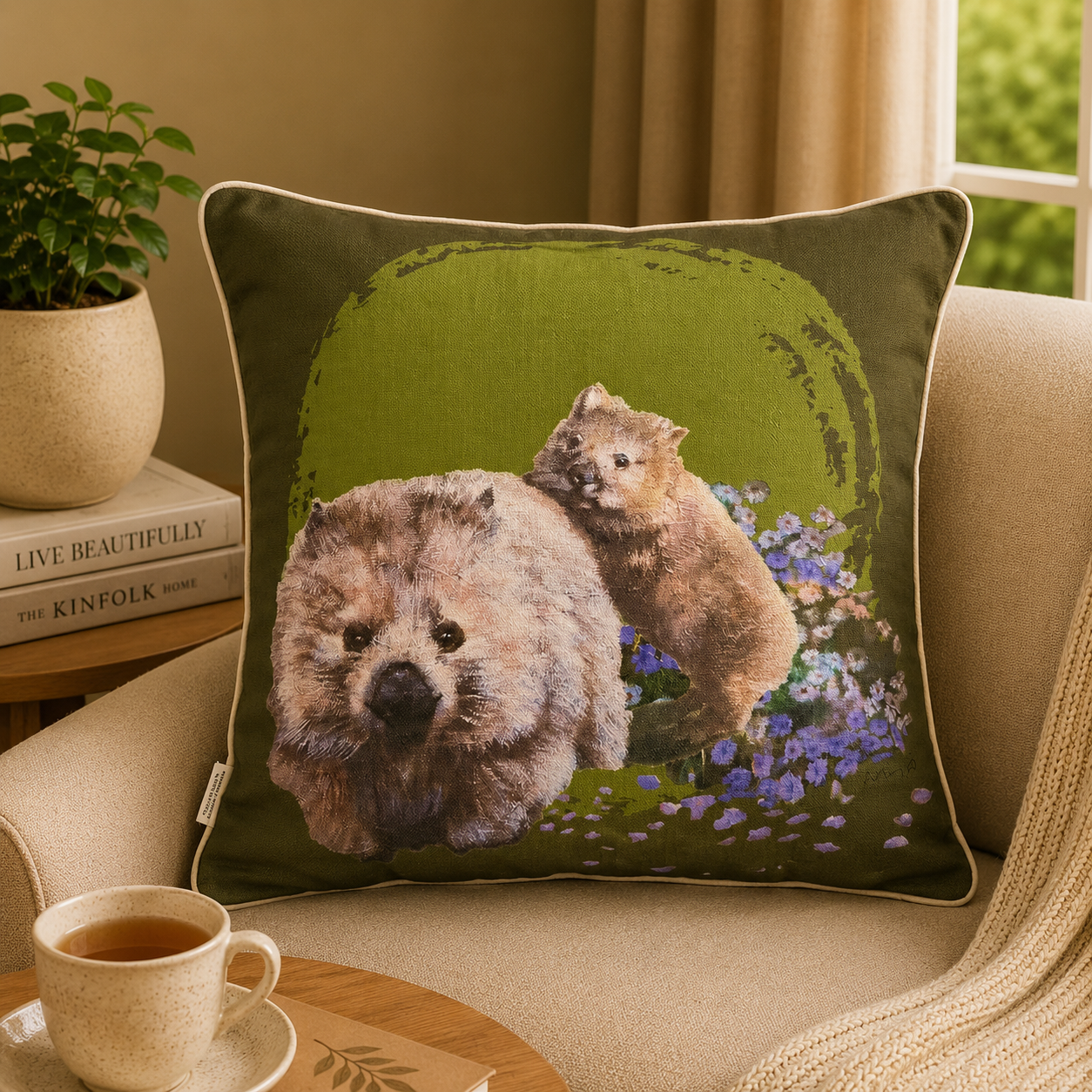 Wombats on Maria Island Cushion Cover