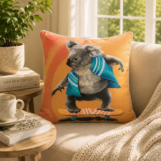 Skating Koala cushion cover