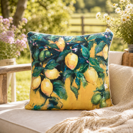 Golden Lemon Cushion Cover