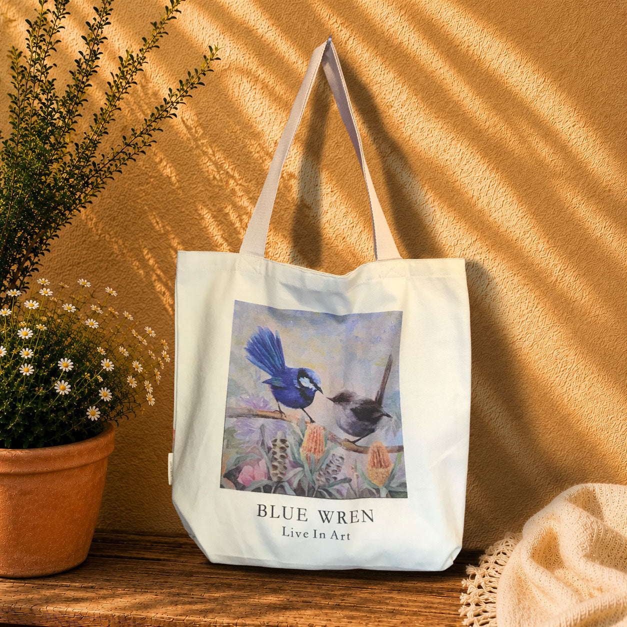 Blue Wren Cotton Tote Bag