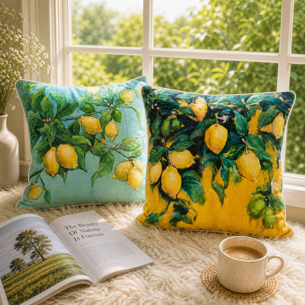 Green Lemon Cushion Cover