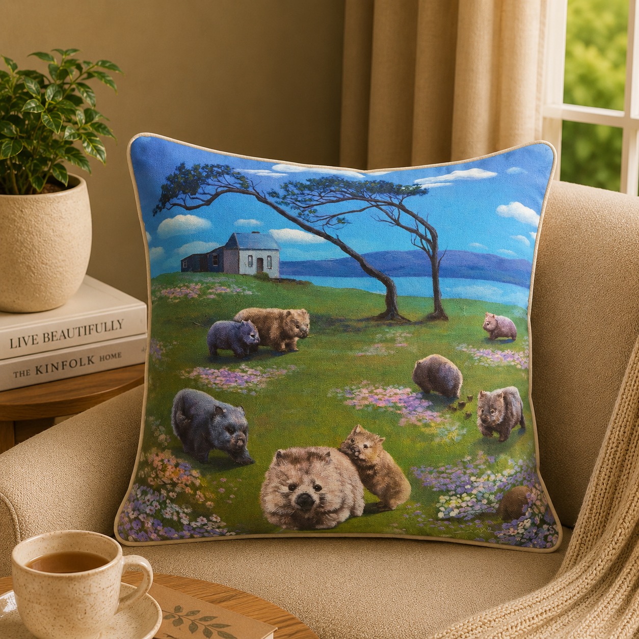 Wombats on Maria Island Cushion Cover