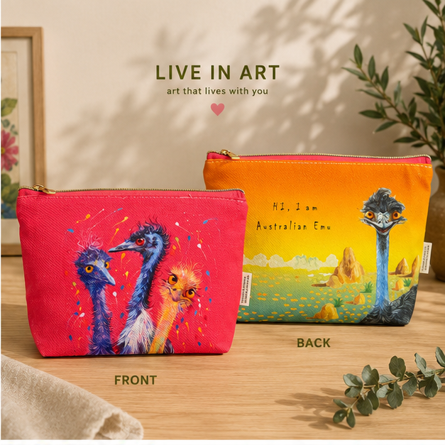 Inquisitive Emus Soft Organiser Bag