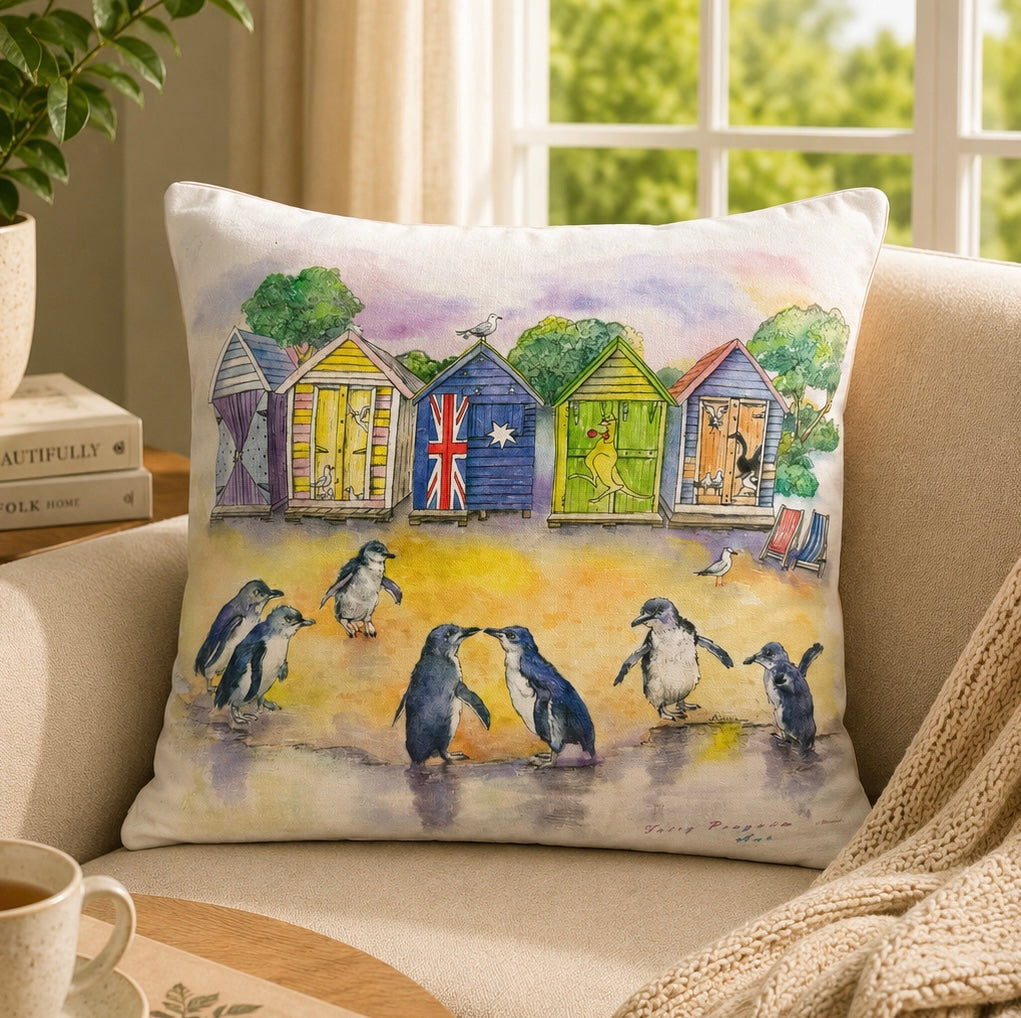 Fairy Penguins Cotton Cushion Cover