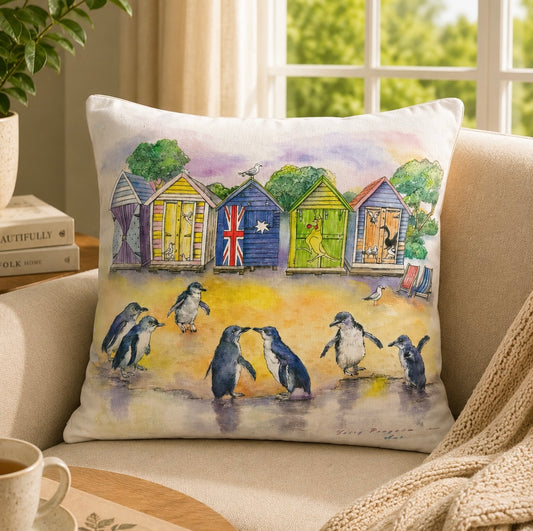 Fairy Penguins Cotton Cushion Cover