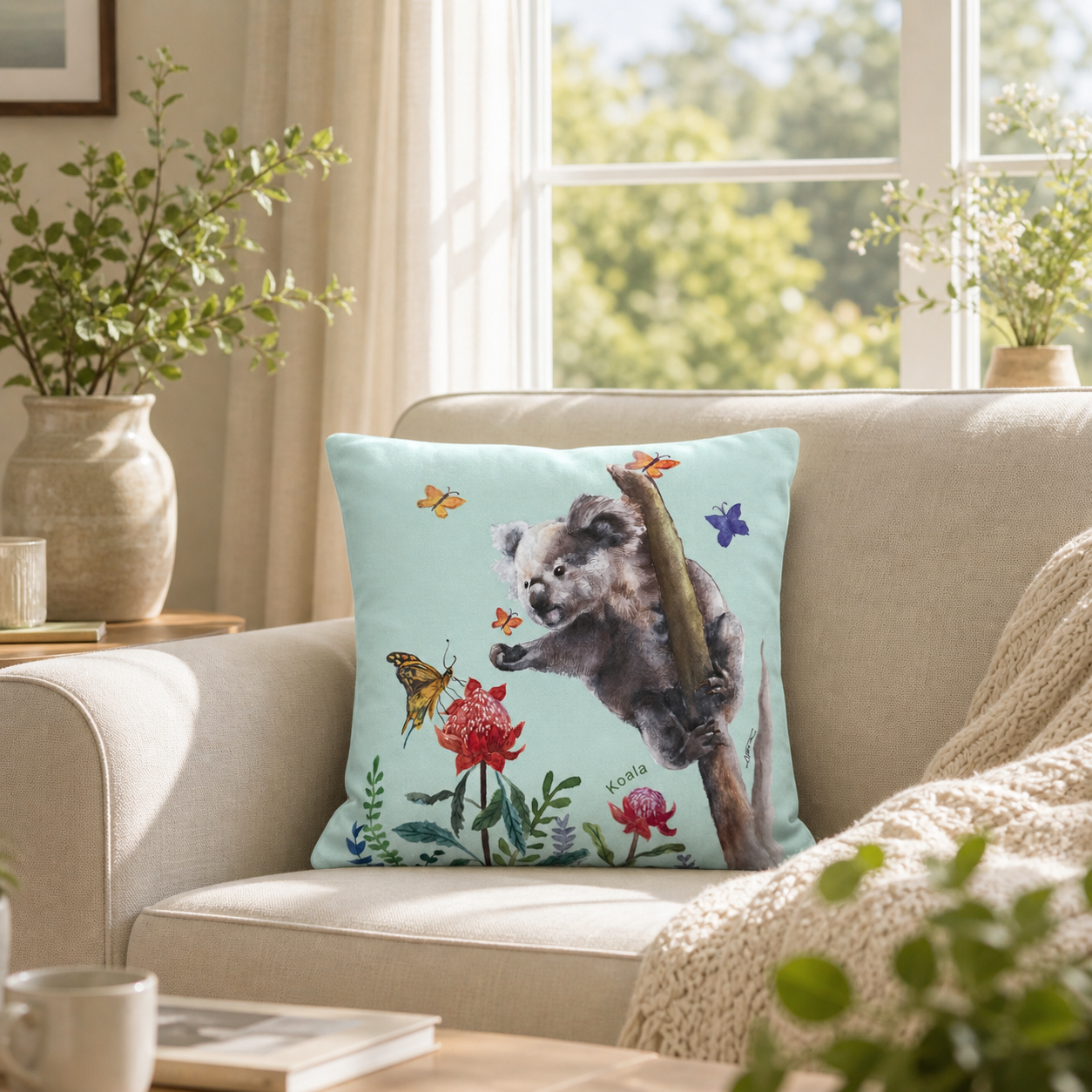 Skating Koala Cushion Cover (soft)