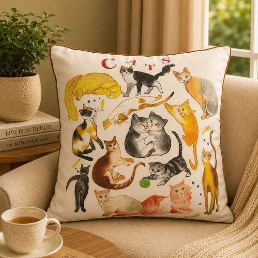 Cats Cotton Cushion Cover