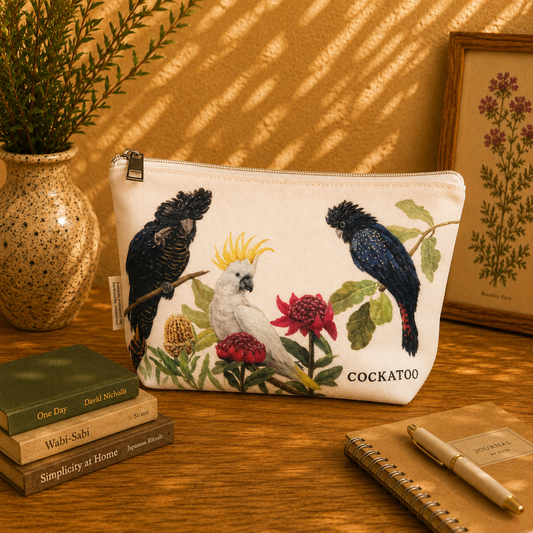 Cockatoos Cotton Organiser Bag