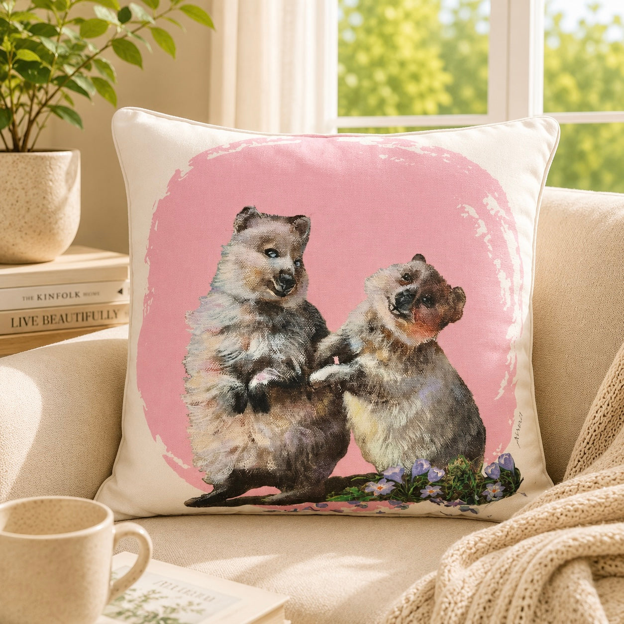 Quokkas Cotton Cushion Cover
