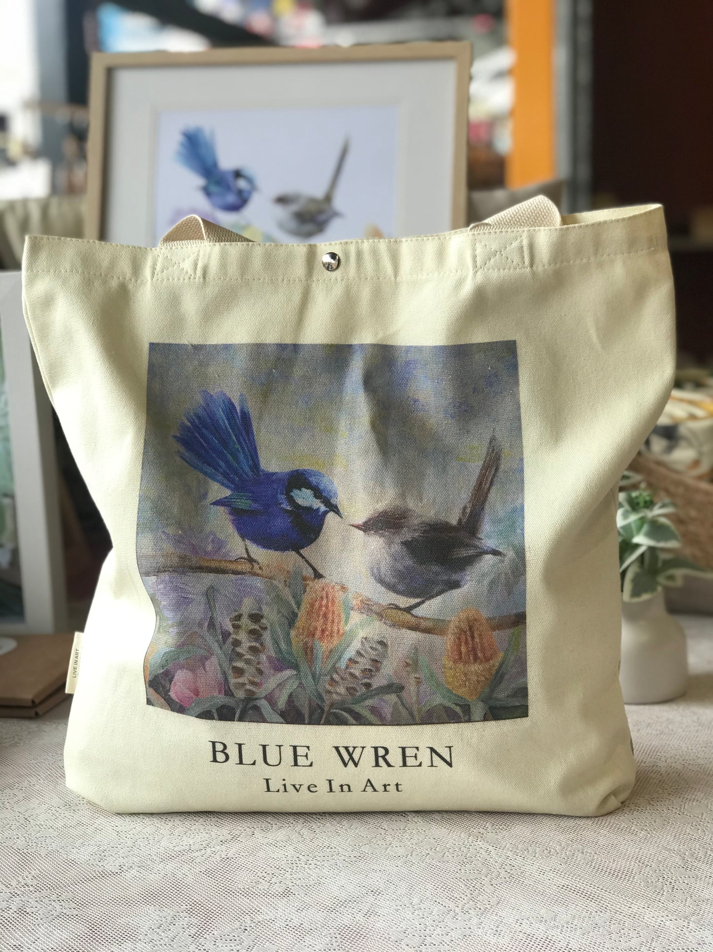 Blue Wren Tote Bag,Art Bag,Gift,Australian Bird