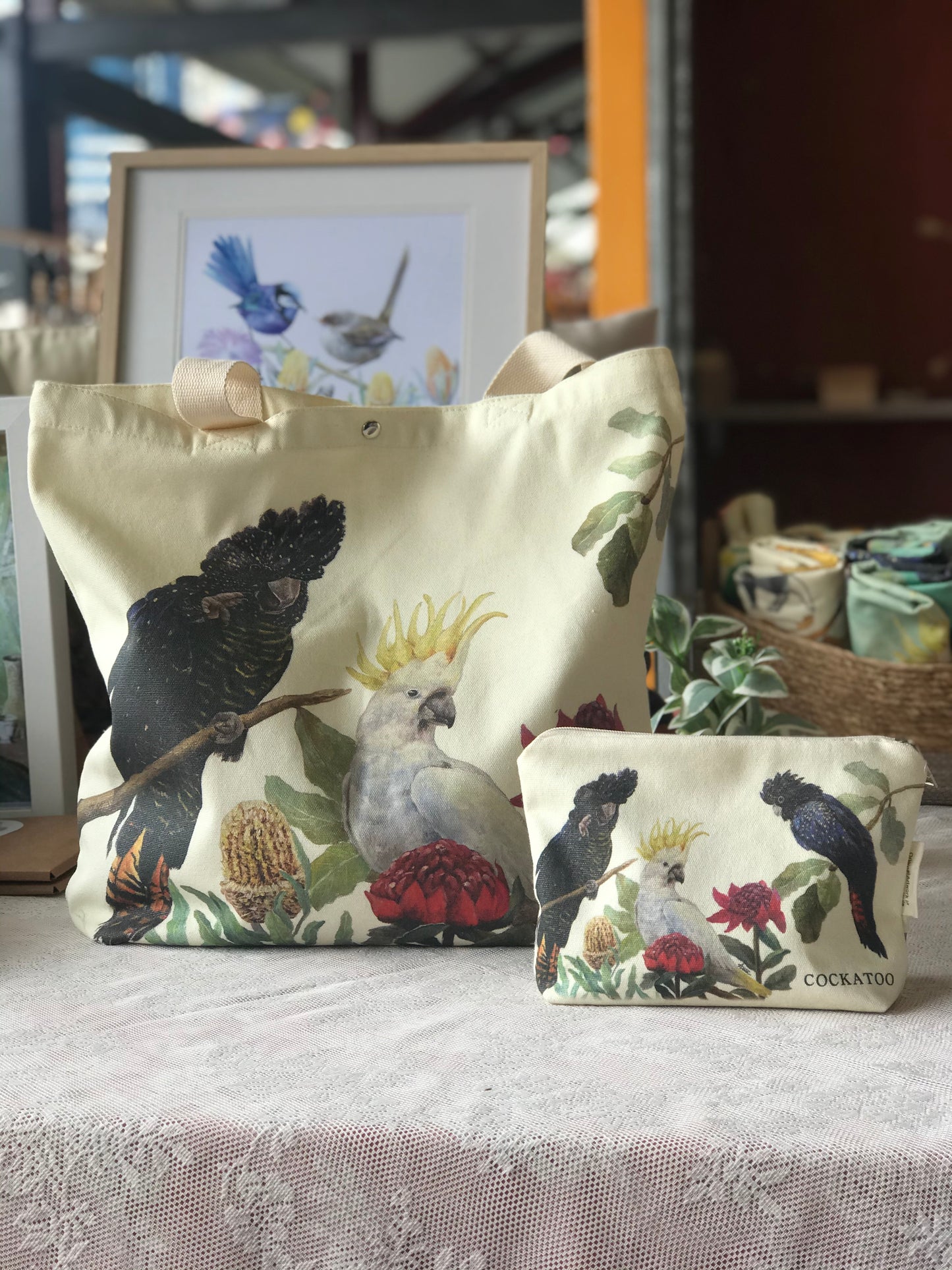 Black Cockatoo Tote Bag,Art bag,gift,Australian bird