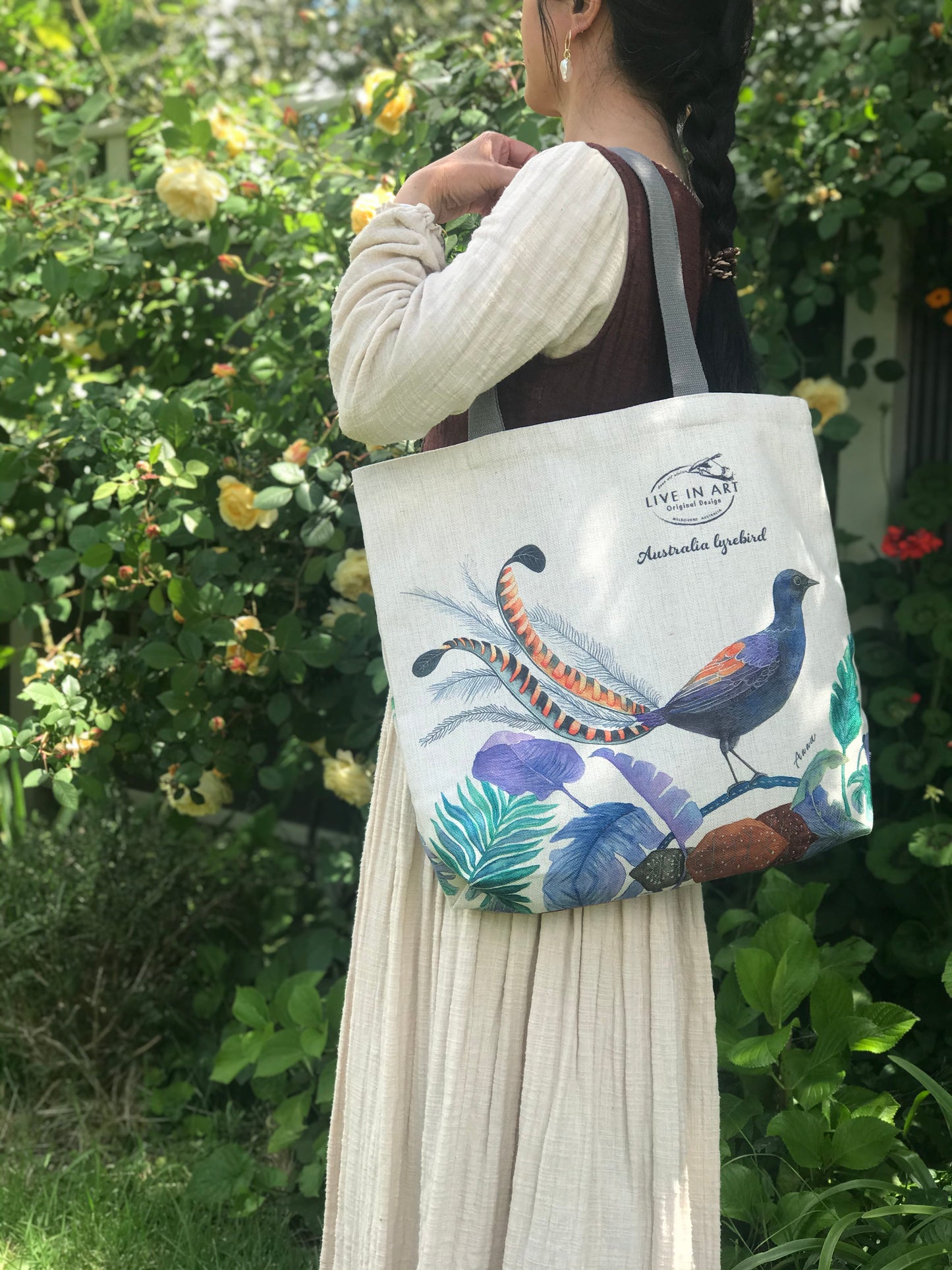 Lyrebird Tote bag,Art bag,Gift,Australian Bird